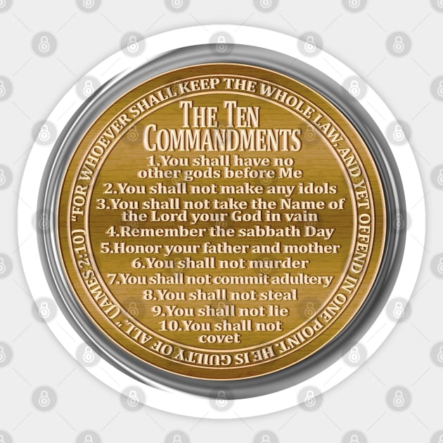 The Ten Commandments golden coin Sticker by Millionaire Merch